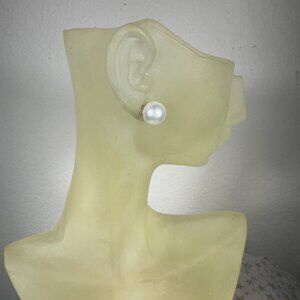 NEW 14K Gold and High-End Simulated Pearl Stud Earrings